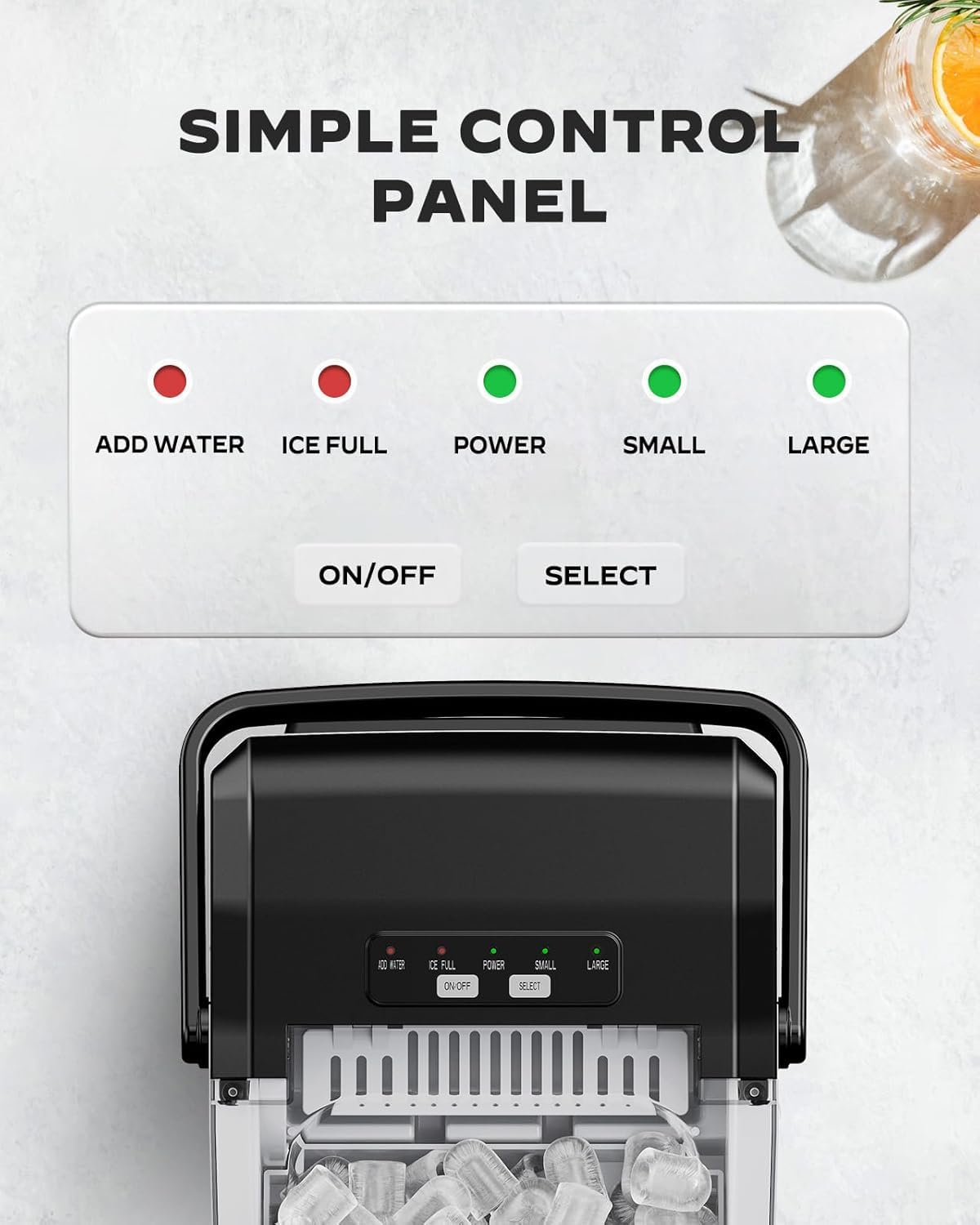 Silonn Countertop Ice Maker with 2.5L Expandable Ice Basket, 26.5lbs/24H, 9 Cubes in 6 Mins, 2 Ice Sizes, Self-Cleaning & LED Touch Control for Home Kitchen Office