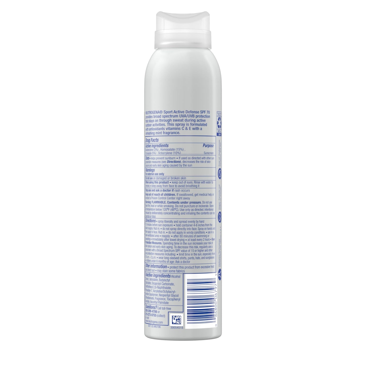 Neutrogena, Sport Face Sunscreen SPF 70+, Oil-Free, Sweat and Water-Resistant, Broad-Spectrum UVA/UVB, 2.5 Fl Oz