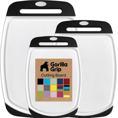 Eco-Friendly GORILLA GRIP BPA-Free Reversible Kitchen Cutting Board Set of 3, Essentials