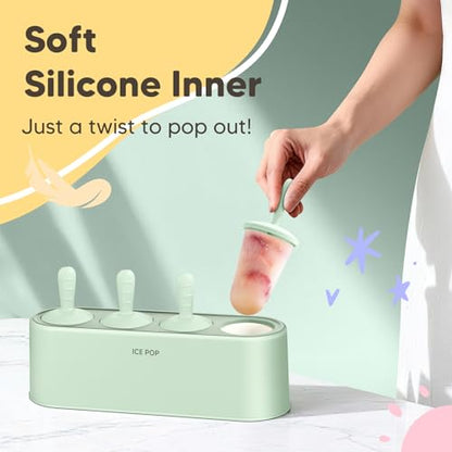 Popsicle Mold Set 4 Pieces Homemade Silicone Popsicle Maker