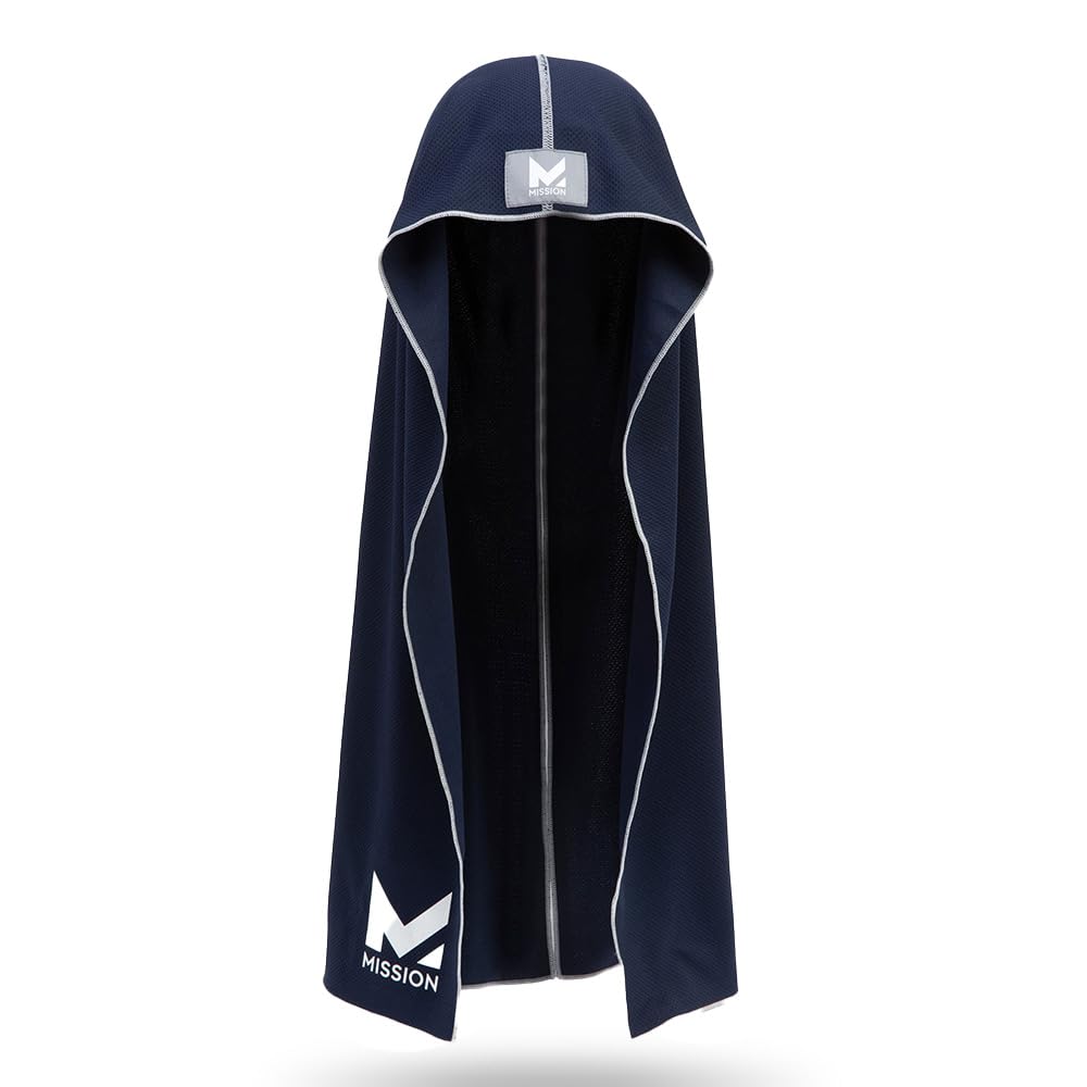 MISSION Cooling Hoodie Towel, Evaporative Cool Technology, Cools Instantly When Wet, UPF 50 Sun Protection, Contours Your Head to Stay in Place, Great for Sports, Fitness, Gym