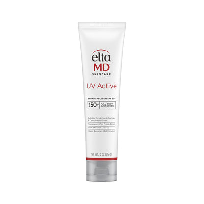 EltaMD UV Active 100% Mineral Sunscreen, SPF 50+ Full Body Sunscreen for Active Lifestyles, Water Resistant Up to 80 Minutes, 3.0 oz Tube