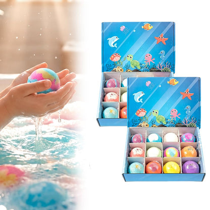 Ocean Toy Bath Salt Ball Sleeve Box Bath Bombs, 2026 New 12-Pack Bath Bombs with Surprise Spring Inside, Upgrade Easter Gifts Bubble Easter Basket Stuffers Easter Egg Fillers (Blue 12Pcs)