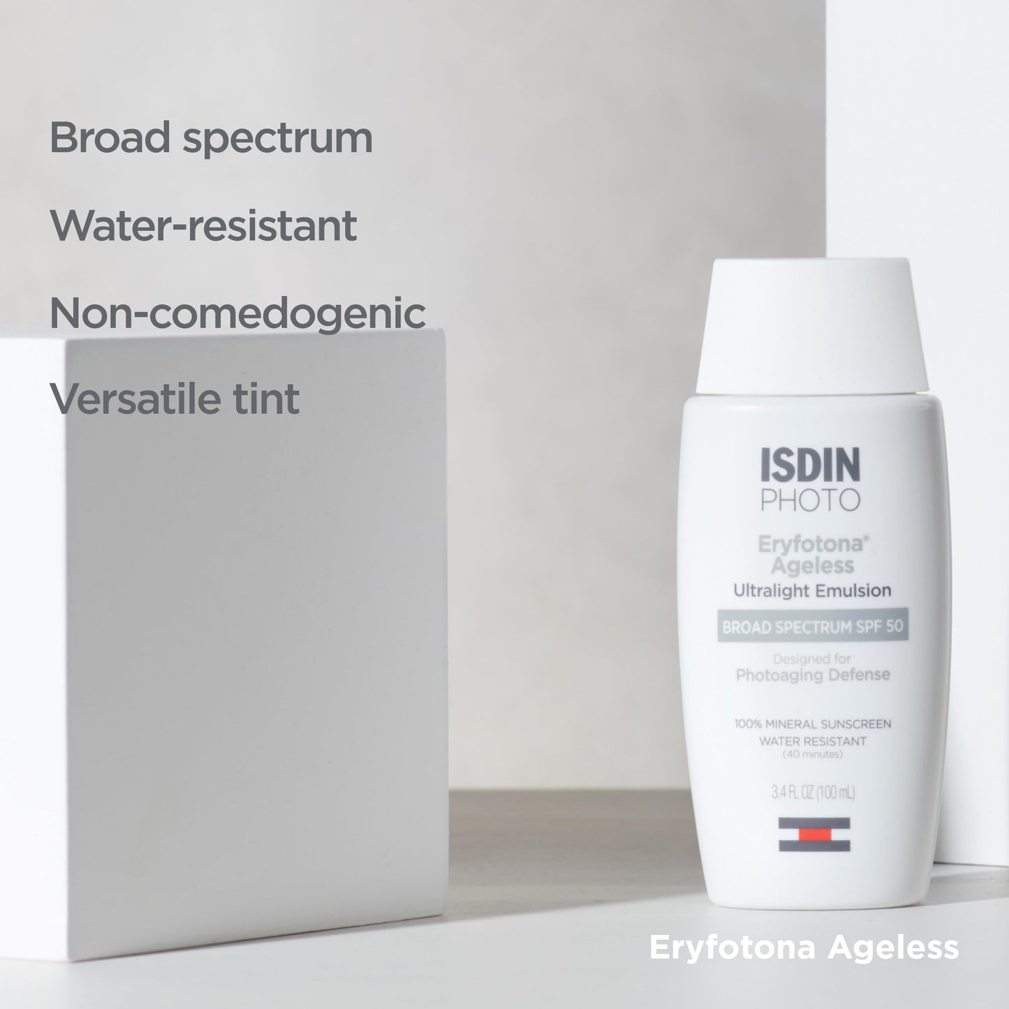 ISDIN Eryfotona Ageless Tinted Mineral Face Sunscreen SPF 50, Zinc Oxide | Anti-Aging, 100% Mineral UV Filters, Ultralight Emulsion, Suitable for Sensitive Skin, Dermatologist Recommended