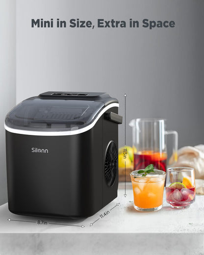 Nugget Ice Maker Countertop - Silonn Smart Pebble Ice Machine, Pellet Ice 44 lbs per Day, Crushed Ice from Timer Function and Status Alerts with Silonn App, Stainless Steel