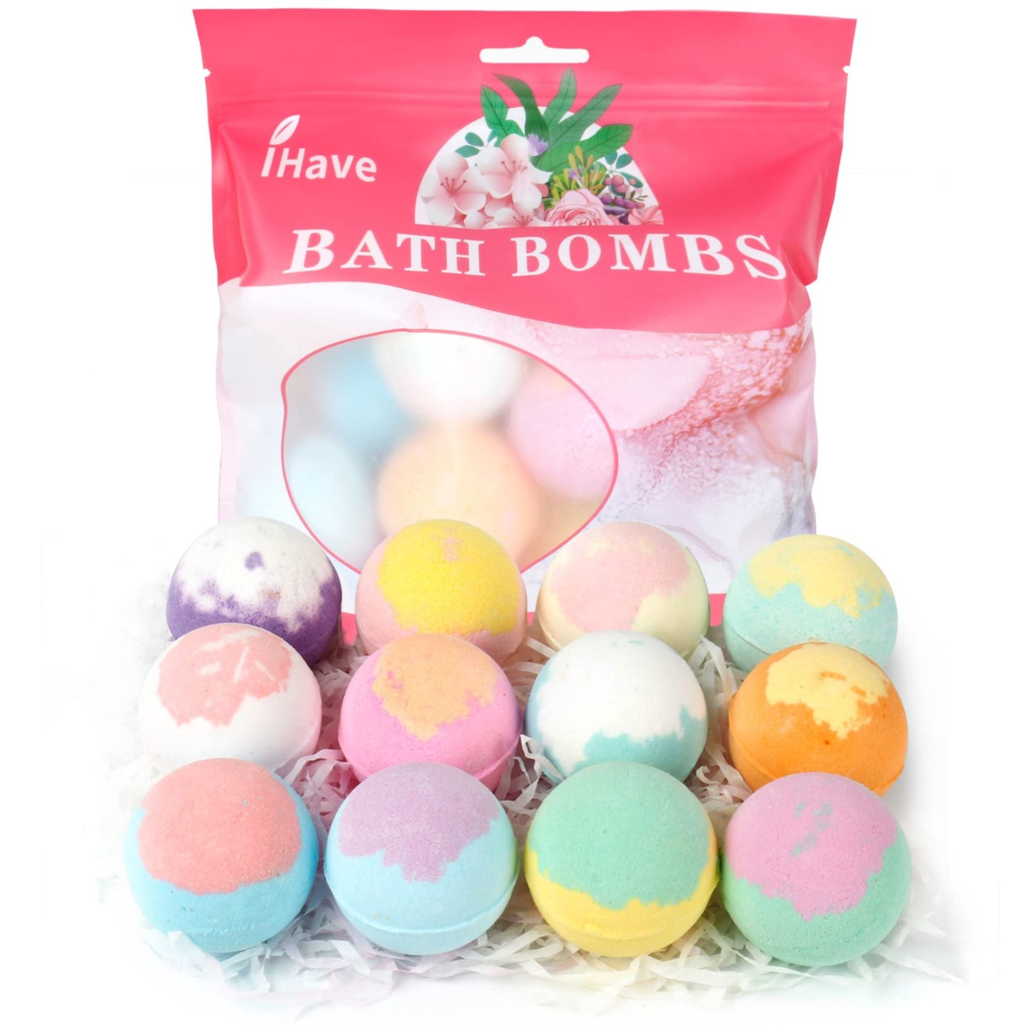 iHave Bath Bombs for Kids and Women, 12 Natural Handmade Bath Bomb Gift Set, Bubble Bath Bombs - Perfect Self Care Relaxing Spa Gifts for Women