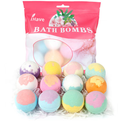 iHave Bath Bombs for Kids and Women, 12 Natural Handmade Bath Bomb Gift Set, Bubble Bath Bombs - Perfect Self Care Relaxing Spa Gifts for Women