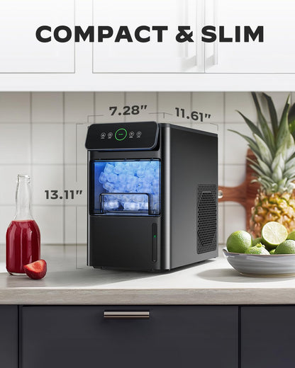 Nugget Ice Maker Countertop - Silonn Smart Pebble Ice Machine, Pellet Ice 44 lbs per Day, Crushed Ice from Timer Function and Status Alerts with Silonn App, Stainless Steel