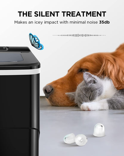 Nugget Ice Maker Countertop - Silonn Smart Pebble Ice Machine, Pellet Ice 44 lbs per Day, Crushed Ice from Timer Function and Status Alerts with Silonn App, Stainless Steel