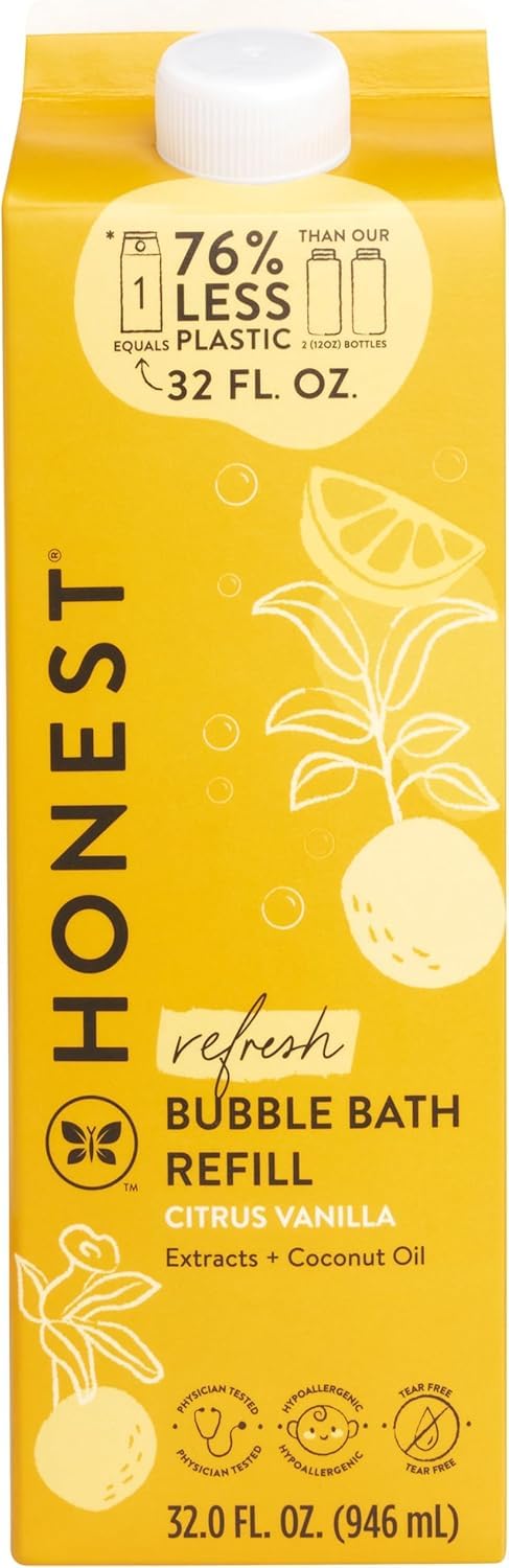The Honest Company Foaming Bubble Bath & Baby Wash, Tear-Free, Hypoallergenic, Natural Formula, Lavender Calm Scent, 12 fl oz