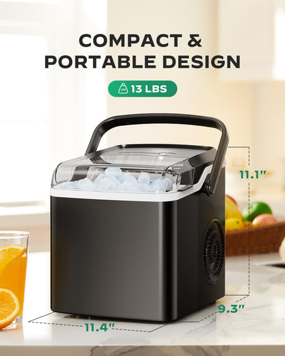 Nugget Ice Maker Countertop - Silonn Smart Pebble Ice Machine, Pellet Ice 44 lbs per Day, Crushed Ice from Timer Function and Status Alerts with Silonn App, Stainless Steel