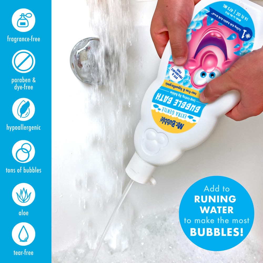 Mr. Bubble Original Bubble Bath - Great for Your Baby, Kids, and Adults - Hypoallergenic, Tear Free Bubble Bath Solution (2 Bottles, 16 fl oz Each)