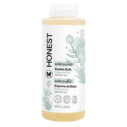 The Honest Company Foaming Bubble Bath & Baby Wash, Tear-Free, Hypoallergenic, Natural Formula, Lavender Calm Scent, 12 fl oz