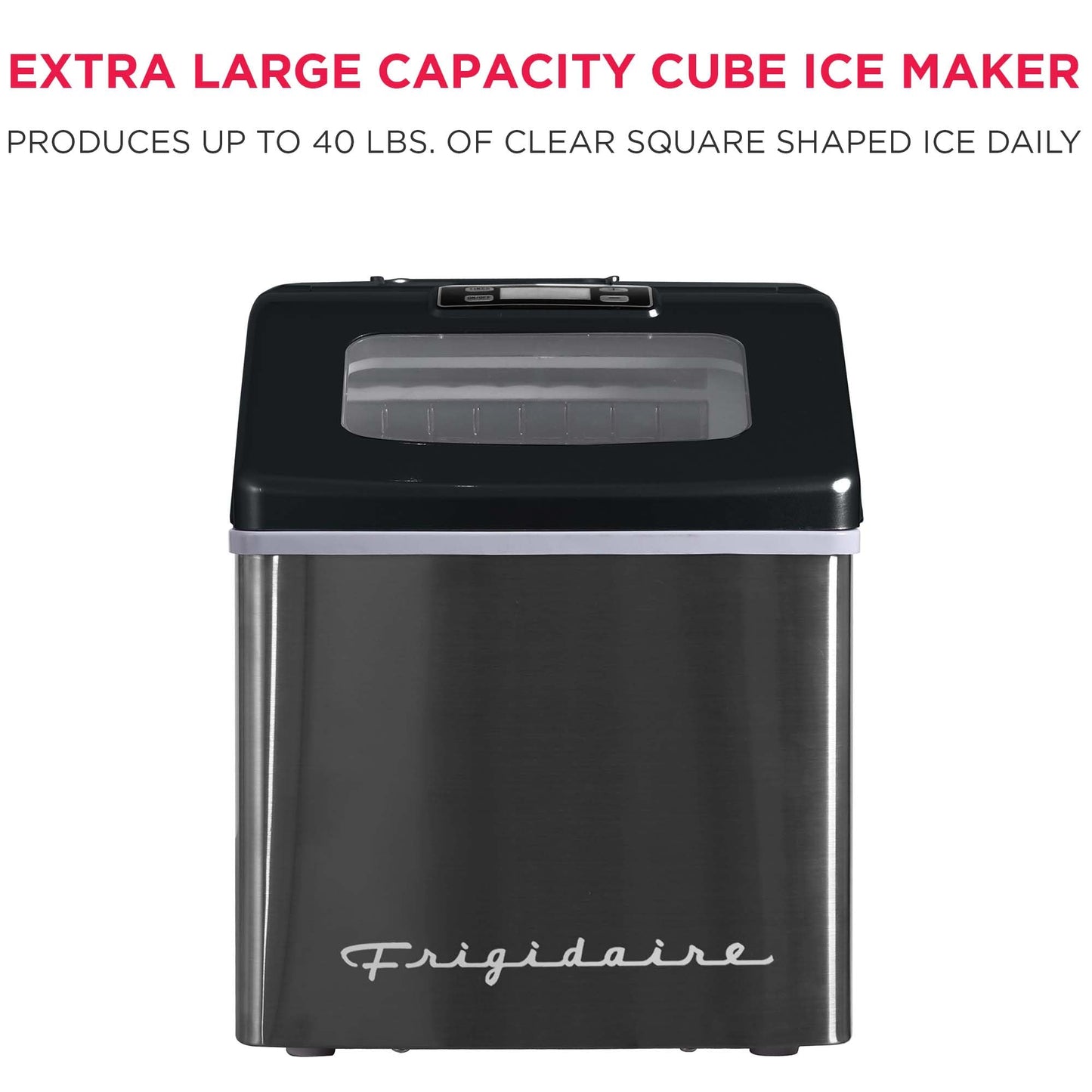 FRIGIDAIRE EFIC452-SS 40 Lbs Extra Large Clear Maker, Stainless Steel, Makes Square Ice