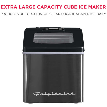 FRIGIDAIRE EFIC452-SS 40 Lbs Extra Large Clear Maker, Stainless Steel, Makes Square Ice