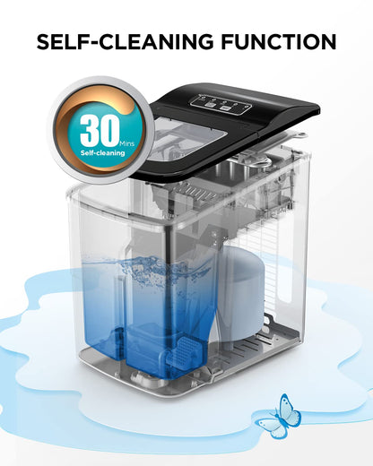 Nugget Ice Maker Countertop - Silonn Smart Pebble Ice Machine, Pellet Ice 44 lbs per Day, Crushed Ice from Timer Function and Status Alerts with Silonn App, Stainless Steel