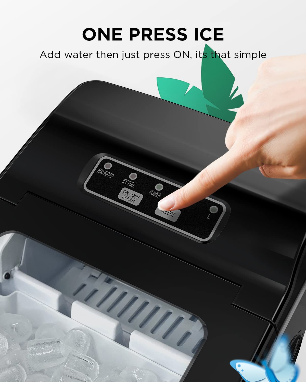 Nugget Ice Maker Countertop - Silonn Smart Pebble Ice Machine, Pellet Ice 44 lbs per Day, Crushed Ice from Timer Function and Status Alerts with Silonn App, Stainless Steel