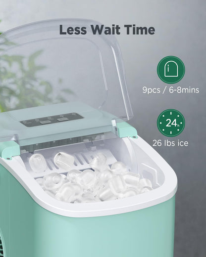 Nugget Ice Maker Countertop - Silonn Smart Pebble Ice Machine, Pellet Ice 44 lbs per Day, Crushed Ice from Timer Function and Status Alerts with Silonn App, Stainless Steel