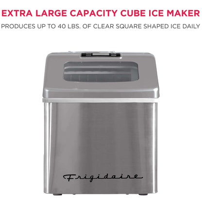 FRIGIDAIRE EFIC452-SS 40 Lbs Extra Large Clear Maker, Stainless Steel, Makes Square Ice