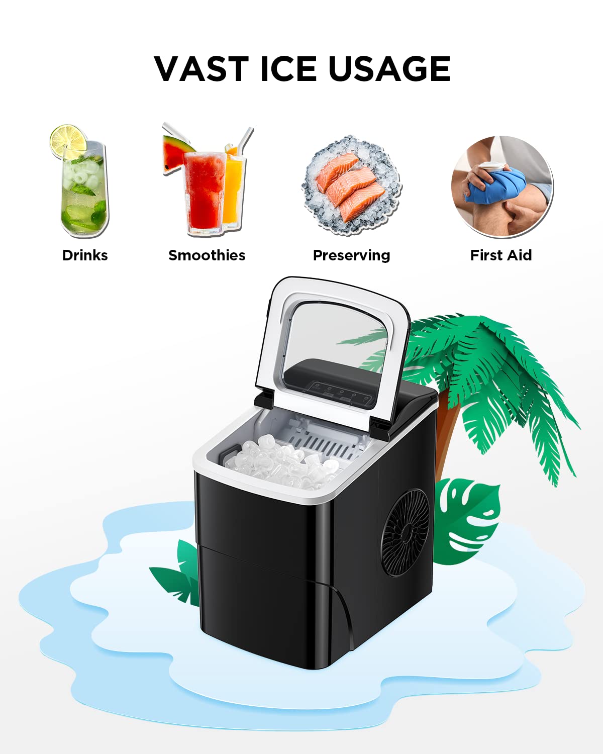 Nugget Ice Maker Countertop - Silonn Smart Pebble Ice Machine, Pellet Ice 44 lbs per Day, Crushed Ice from Timer Function and Status Alerts with Silonn App, Stainless Steel
