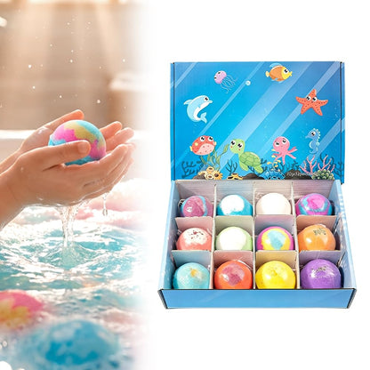 Ocean Toy Bath Salt Ball Sleeve Box Bath Bombs, 2026 New 12-Pack Bath Bombs with Surprise Spring Inside, Upgrade Easter Gifts Bubble Easter Basket Stuffers Easter Egg Fillers (Blue 12Pcs)