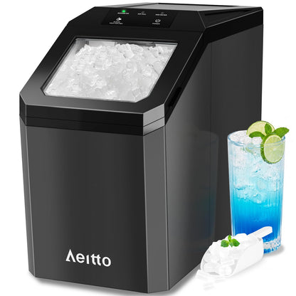 Aeitto Nugget Ice Maker Countertop, 55lbs/24H Ice Machine with 3.6L Water Tank&3.2Lbs Ice Basket, Self-Cleaning Pebble Ice Maker with Stainless Steel Housing for Home Office and Party, Silver