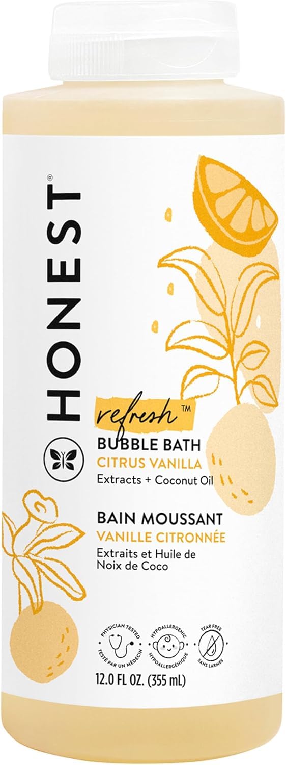 The Honest Company Foaming Bubble Bath & Baby Wash, Tear-Free, Hypoallergenic, Natural Formula, Lavender Calm Scent, 12 fl oz