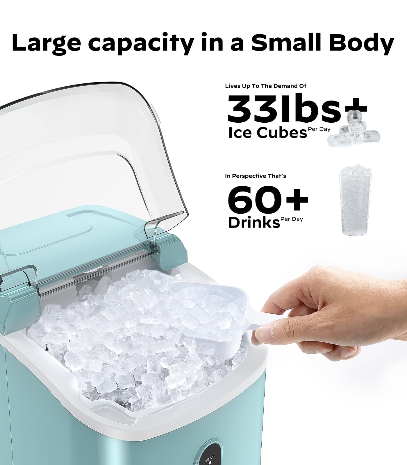 Silonn Countertop Ice Maker with 2.5L Expandable Ice Basket, 26.5lbs/24H, 9 Cubes in 6 Mins, 2 Ice Sizes, Self-Cleaning & LED Touch Control for Home Kitchen Office