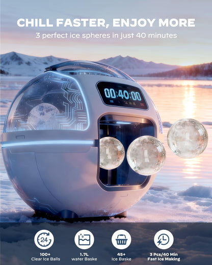 Nugget Ice Maker Countertop - Silonn Smart Pebble Ice Machine, Pellet Ice 44 lbs per Day, Crushed Ice from Timer Function and Status Alerts with Silonn App, Stainless Steel