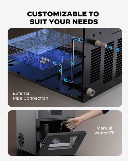 Nugget Ice Maker Countertop - Silonn Smart Pebble Ice Machine, Pellet Ice 44 lbs per Day, Crushed Ice from Timer Function and Status Alerts with Silonn App, Stainless Steel