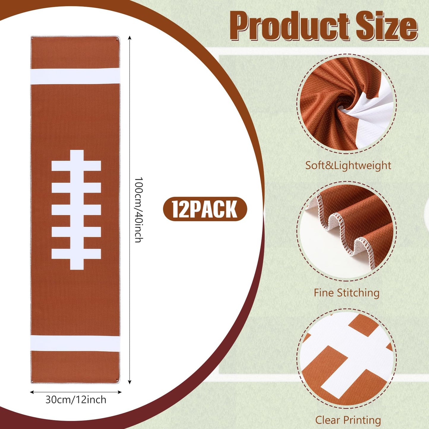12 Pcs Cooling Towel Baseball Football Basketball Breathable Chilly Softball Soccer Ice Towel, 40"x12" Tennis Microfiber Accessories for Player(White,Baseball)