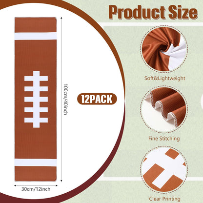 12 Pcs Cooling Towel Baseball Football Basketball Breathable Chilly Softball Soccer Ice Towel, 40"x12" Tennis Microfiber Accessories for Player(White,Baseball)