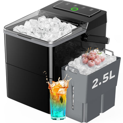 Silonn Countertop Ice Maker with 2.5L Expandable Ice Basket, 26.5lbs/24H, 9 Cubes in 6 Mins, 2 Ice Sizes, Self-Cleaning & LED Touch Control for Home Kitchen Office