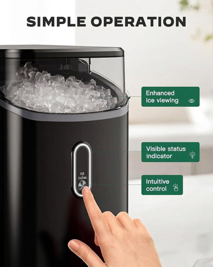 Nugget Ice Maker Countertop - Silonn Smart Pebble Ice Machine, Pellet Ice 44 lbs per Day, Crushed Ice from Timer Function and Status Alerts with Silonn App, Stainless Steel