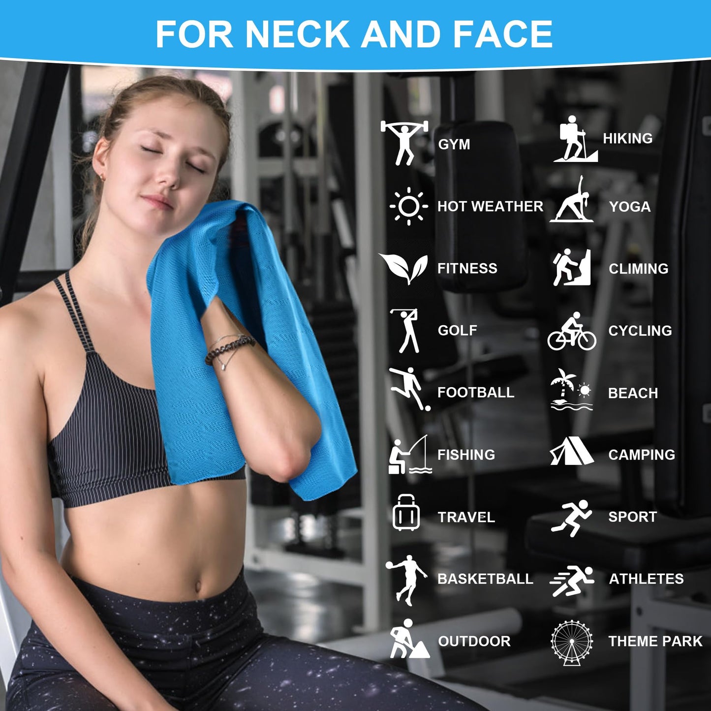 4 Pack Cooling Towels for Neck and Face(40"x12"), Cooling Neck Wraps, Ice Towel for Hot Weather, Soft Breathable Gym Towel, Cool Towel for Workout, Camping, Yoga, Sport, Running
