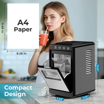Antarctic Star Countertop Ice Maker, 26lbs/24H Ice Machine, Self-Cleaning Portable Ice Maker with 1.1lb Storage, 8 Bullet Ice in 6 Mins, Compact Ice Maker for Home/Office/Outdoor, Black