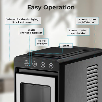 Antarctic Star Countertop Ice Maker, 26lbs/24H Ice Machine, Self-Cleaning Portable Ice Maker with 1.1lb Storage, 8 Bullet Ice in 6 Mins, Compact Ice Maker for Home/Office/Outdoor, Black