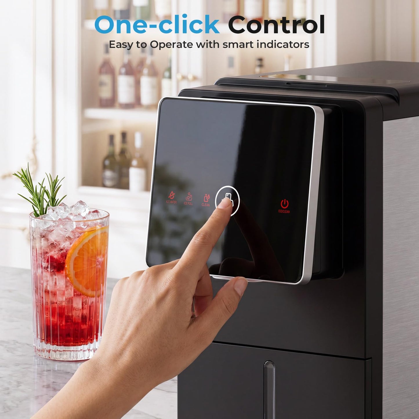 Antarctic Star Nugget Ice Maker Countertop, 33 lbs/24H, Automatic Ice Dispenser, Self-Cleaning Pebble Sonic Ice Machine, 1.8L Water Tank, One-Click & Motion Sensor Light, for Home/Office/Kitchen