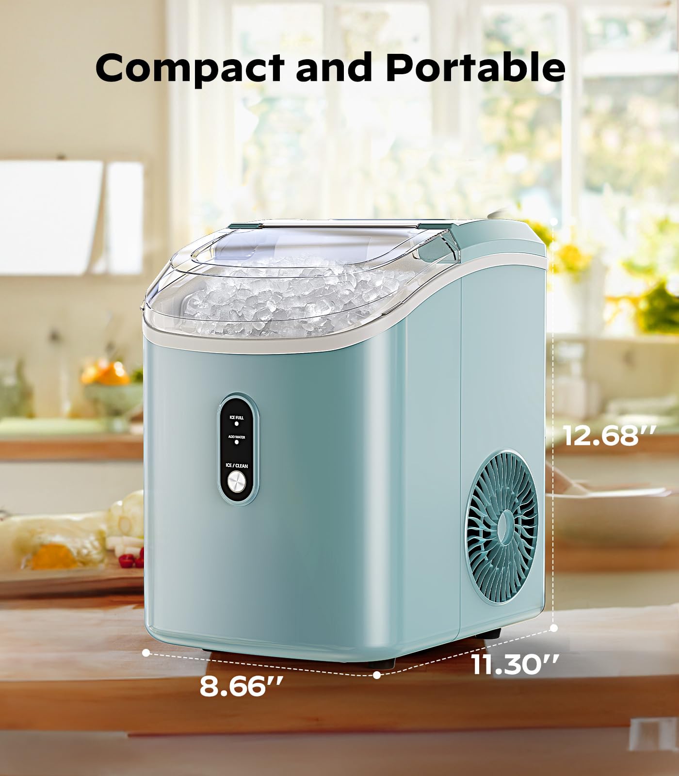 Silonn Countertop Ice Maker with 2.5L Expandable Ice Basket, 26.5lbs/24H, 9 Cubes in 6 Mins, 2 Ice Sizes, Self-Cleaning & LED Touch Control for Home Kitchen Office