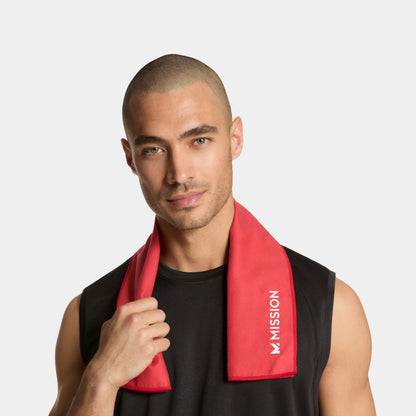 MISSION On-The-Go Cooling Towel, Blue - Soft, Lightweight Fabric - Cools Up to 2 Hours - UPF 50 Sun Protection - Machine Washable