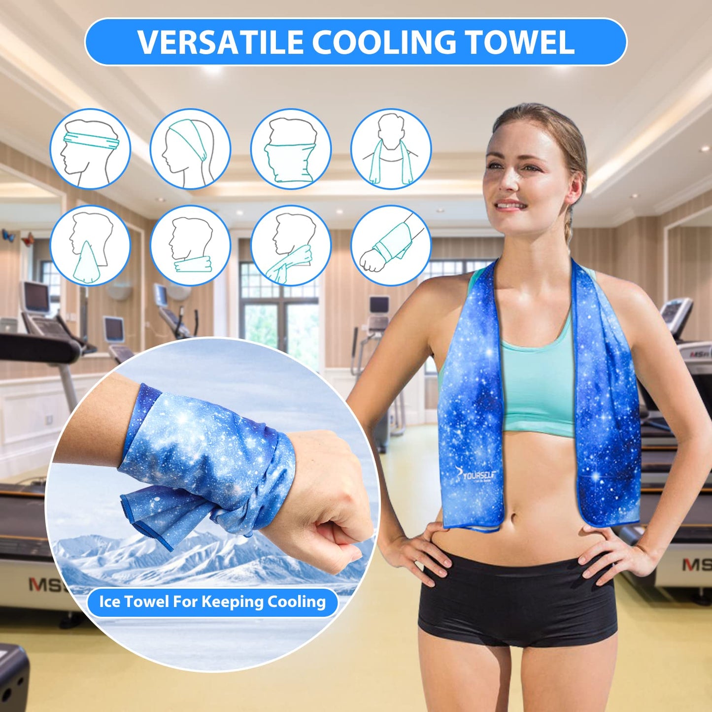 SYOURSELF Cooling Towels for Neck and Face, 4 Pack 40" x 12" Cooling Towel for Hot Weather, Soft Breathable Instant Cool Chilly Pad for Sports Golf Yoga Gym Athletes Camping Ice Towels(Mix-4pcs)