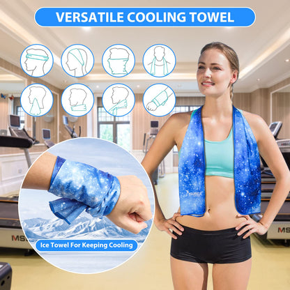 SYOURSELF Cooling Towels for Neck and Face, 4 Pack 40" x 12" Cooling Towel for Hot Weather, Soft Breathable Instant Cool Chilly Pad for Sports Golf Yoga Gym Athletes Camping Ice Towels(Mix-4pcs)