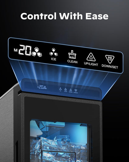 Nugget Ice Maker Countertop - Silonn Smart Pebble Ice Machine, Pellet Ice 44 lbs per Day, Crushed Ice from Timer Function and Status Alerts with Silonn App, Stainless Steel