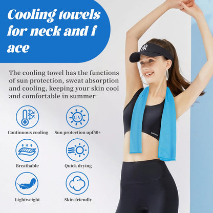 PAWPRO 4 Packs Cooling Towels for Neck and Face(40"x12"), Soft Breathable Cooling Towel with Waterproof Bag & Carabiner,Microfiber Cooling Towels for Yoga, Sport,Gym,Camping (Multicolor)