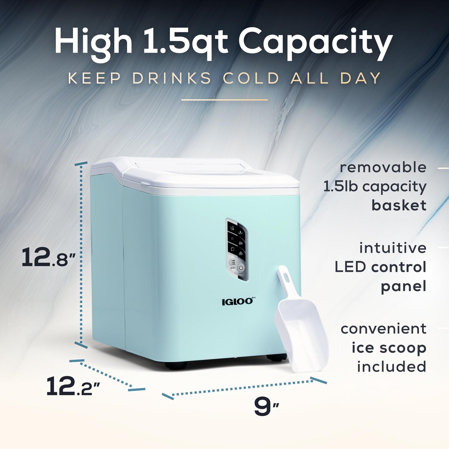 Igloo Automatic Self-Cleaning Portable Electric Countertop Ice Maker Machine with Handle, 26 Pounds in 24 Hours, 9 Ice Cubes Ready in 7 Minutes, with Ice Scoop and Basket