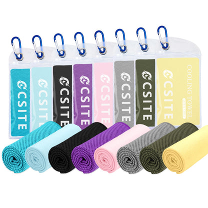 CSITE 4 Pack Cooling Towels (47"x12") for Neck and Face, Ice Towel for Hot Weather, Soft Breathable Chilly Gym Towels, Microfiber Towel for Work Out, Yoga, Running, Camping & More Activities