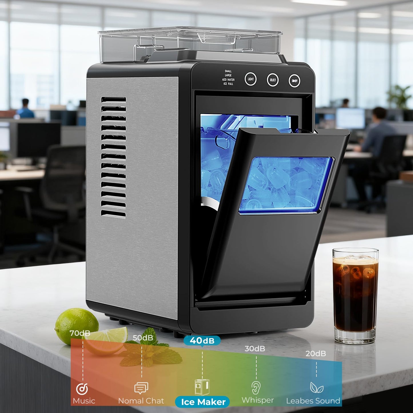 Antarctic Star Countertop Ice Maker, 26lbs/24H Ice Machine, Self-Cleaning Portable Ice Maker with 1.1lb Storage, 8 Bullet Ice in 6 Mins, Compact Ice Maker for Home/Office/Outdoor, Black