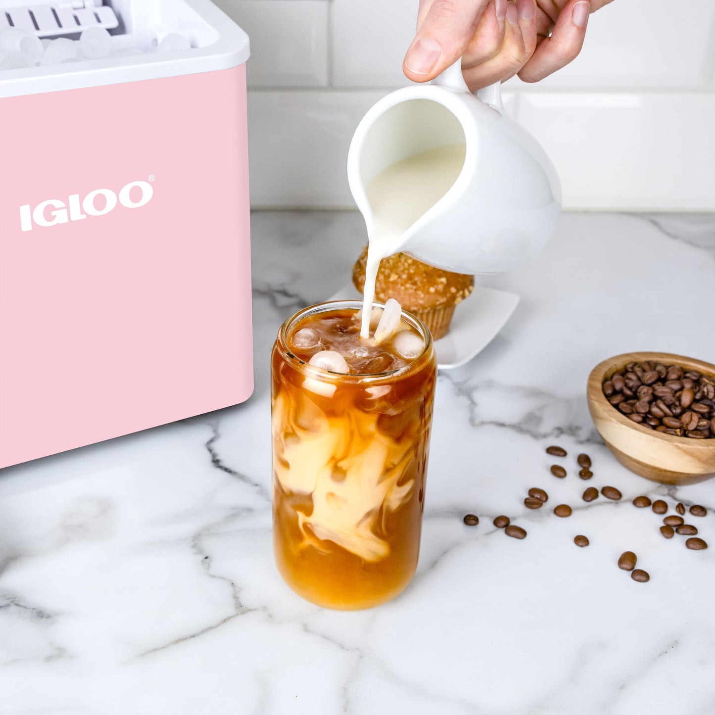 Igloo Automatic Self-Cleaning Portable Electric Countertop Ice Maker Machine with Handle, 26 Pounds in 24 Hours, 9 Ice Cubes Ready in 7 Minutes, with Ice Scoop and Basket