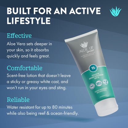 Aloe Up Sport Sunscreen Body Lotion SPF 50 – Broad Spectrum Sunblock With Aloe Vera Gel – Non-Greasy, Skin Sun Protection, No White Cast – Sunscreen – Fragrance-Free – 6 Oz, 2-Pack