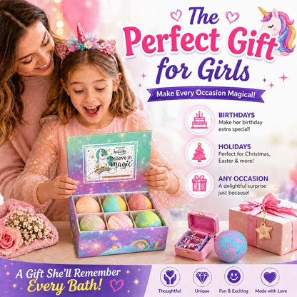 Bath Bombs for Kids with Surprise Inside - Organic, Gentle & Kid Friendly Bubble Bath Fizzies with Toys Inside. Spa Bath Fizz Balls Kit. Fizzy Balls w/Rich Bubbles, Birthday Gifts for Boys, Girls